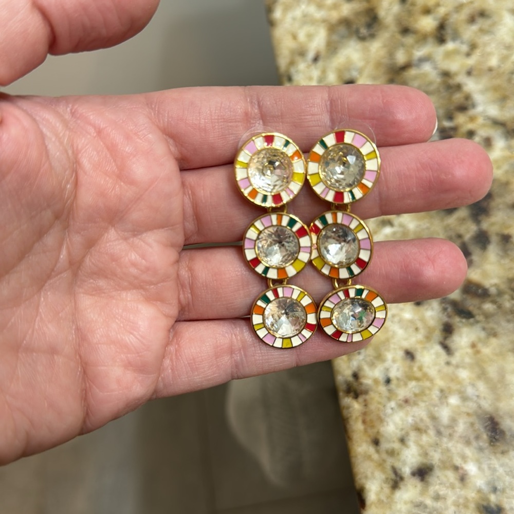 J.Crew Crystal Multi Color Drop Post Earrings - image 3